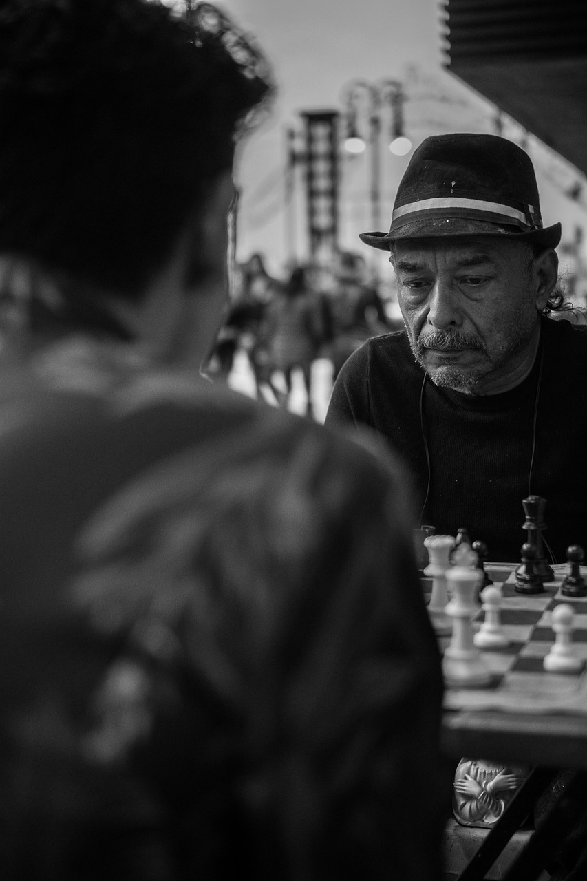 chess, street, street map, board, strategy, competition, sport, teacher, black and white, b w, play, silhouettes, portrait